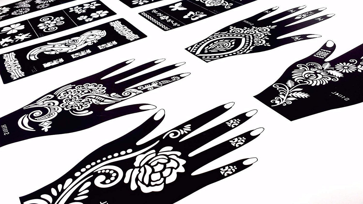 Stencils For Henna Tattoos 10 Sheets Self Adhesive Body Art Temporar Tempotats 1953