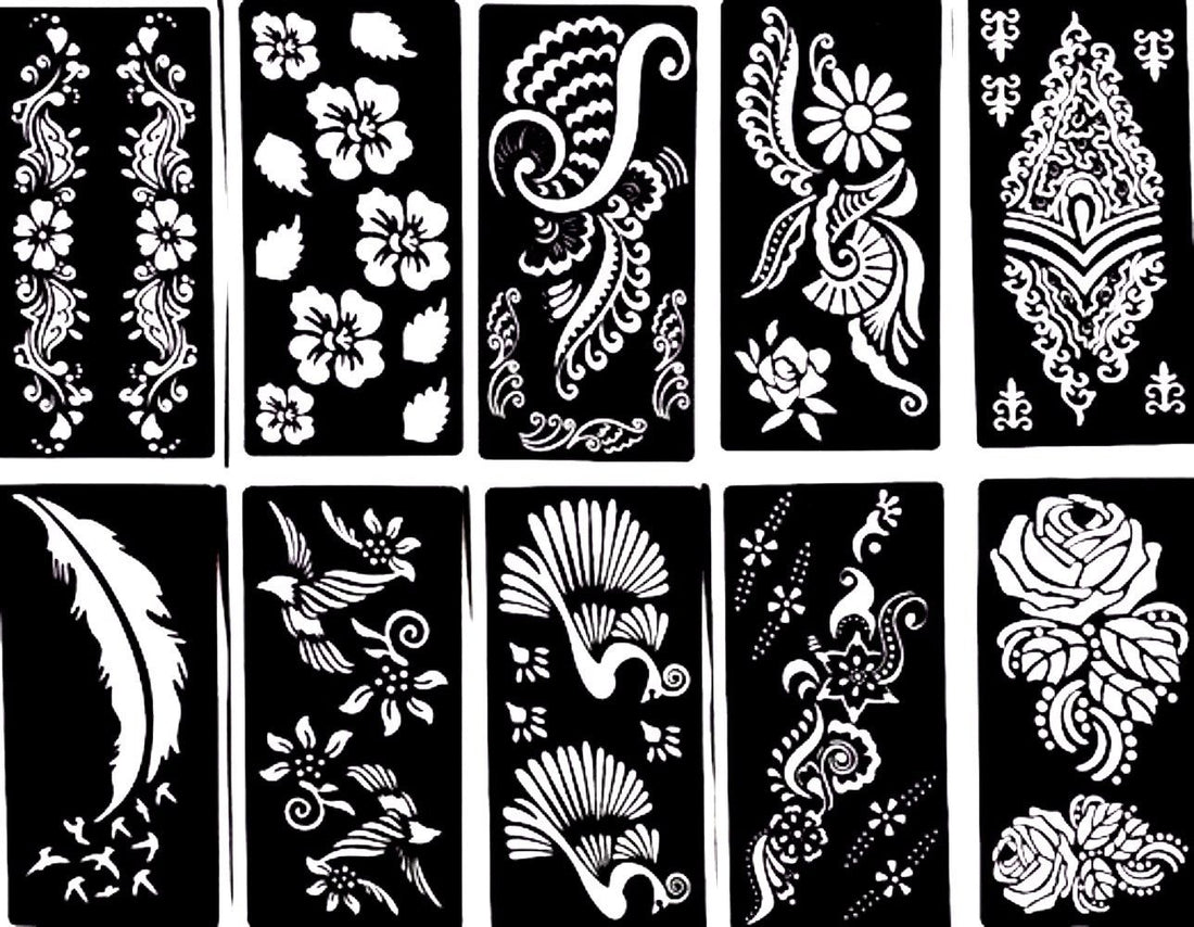 Tattoo Stencil (10 Sheet) Henna Designs Temporary Tattoo / Self-Adhesi ...